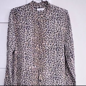 EQUIPMENT- 100% Silk- Leopard Print Long Sleeve Blouse size L